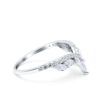 Marquise Half Eternity Ring Wedding Band Simulated CZ 925 Sterling Silver (10mm)